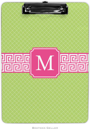 Boatman Geller - Personalized Clipboards (Greek Key Band Pink Preset)