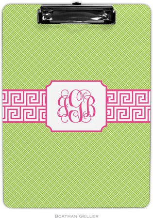 Boatman Geller - Personalized Clipboards (Greek Key Band Pink)