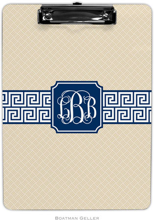 Boatman Geller - Personalized Clipboards (Greek Key Band Navy Preset)