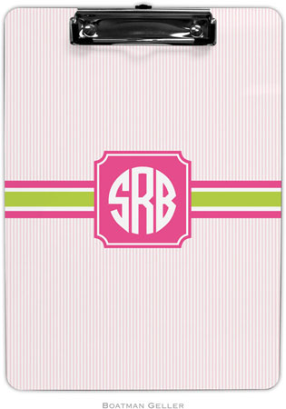 Boatman Geller - Personalized Clipboards (Seersucker Band Pink & Green)