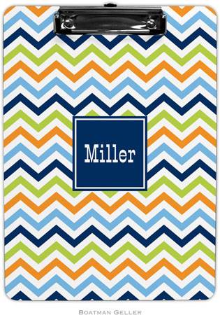 Boatman Geller - Personalized Clipboards (Chevron Blue Orange & Lime Preset)