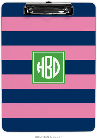 Boatman Geller - Personalized Clipboards (Rugby Navy & Pink Preset)