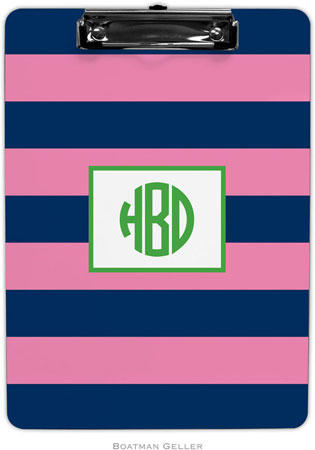 Boatman Geller - Personalized Clipboards (Rugby Navy & Pink)