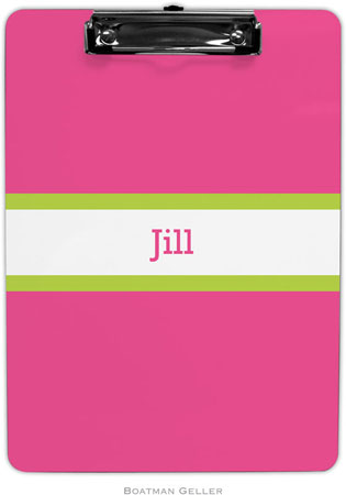 Boatman Geller - Personalized Clipboards (Stripe Raspberry & Lime)