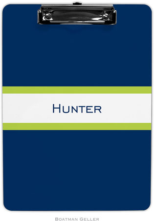 Boatman Geller - Personalized Clipboards (Stripe Navy & Lime)