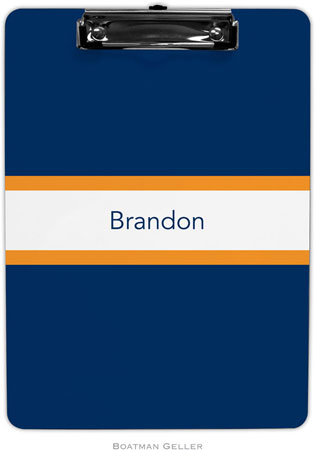 Boatman Geller - Personalized Clipboards (Stripe Navy & Tangerine)