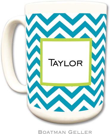 Boatman Geller - Personalized Coffee Mugs (Chevron Turquoise)