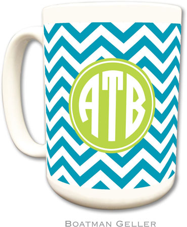 Boatman Geller - Personalized Coffee Mugs (Chevron Turquoise Preset)