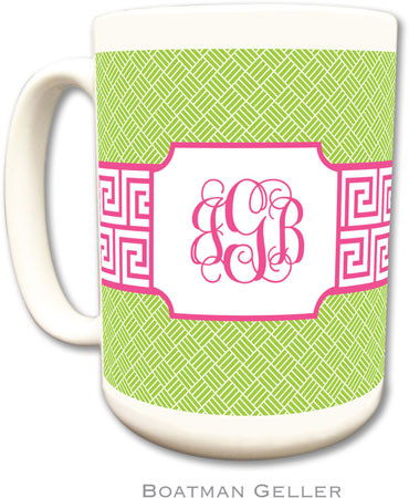 Boatman Geller - Personalized Coffee Mugs (Greek Key Band Pink)