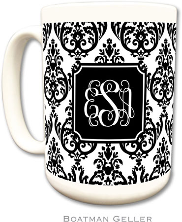 Boatman Geller - Personalized Coffee Mugs (Madison Damask White with Black Preset) Boatman Geller - Personalized Coffee Mugs (Madison Damask White with Black Preset)