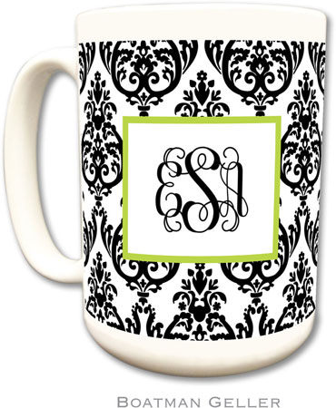 Boatman Geller - Personalized Coffee Mugs (Madison Damask White with Black) Boatman Geller - Personalized Coffee Mugs (Madison Damask White with Black)