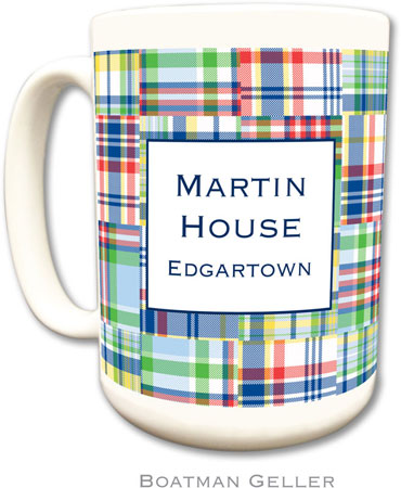 Boatman Geller - Personalized Coffee Mugs (Madras Patch Blue)