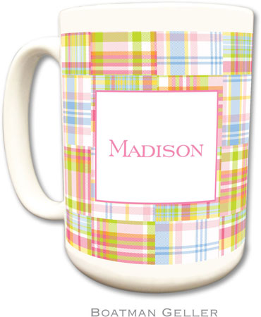 Boatman Geller - Personalized Coffee Mugs (Madras Patch Pink)