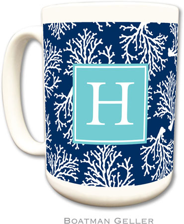 Boatman Geller - Personalized Coffee Mugs (Coral Repeat Navy Preset) Boatman Geller - Personalized Coffee Mugs (Coral Repeat Navy Preset)