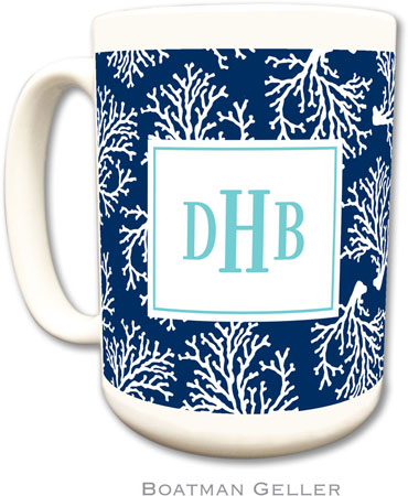 Boatman Geller - Personalized Coffee Mugs (Coral Repeat Navy) Boatman Geller - Personalized Coffee Mugs (Coral Repeat Navy)