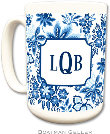 Boatman Geller - Personalized Coffee Mugs (Classic Floral Blue)