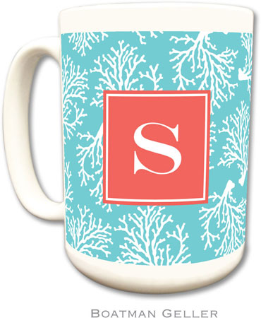 Boatman Geller - Personalized Coffee Mugs (Coral Repeat Teal Preset) Boatman Geller - Personalized Coffee Mugs (Coral Repeat Teal Preset)