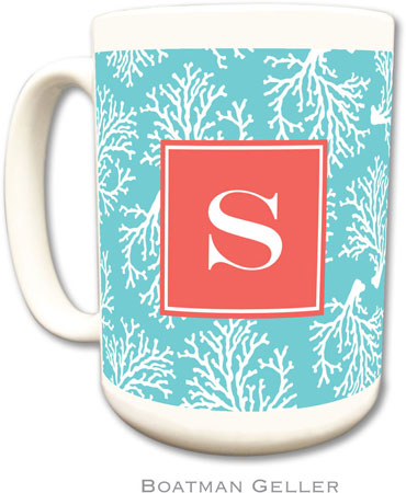 Boatman Geller - Personalized Coffee Mugs (Coral Repeat Teal Preset)