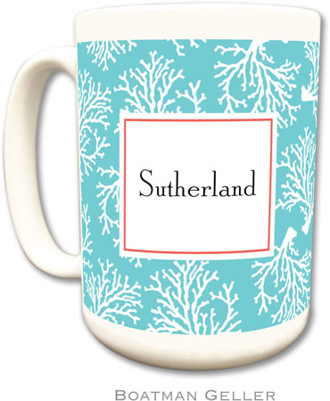 Boatman Geller - Personalized Coffee Mugs (Coral Repeat Teal) Boatman Geller - Personalized Coffee Mugs (Coral Repeat Teal)