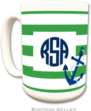 Boatman Geller - Personalized Coffee Mugs (Stripe Anchor)