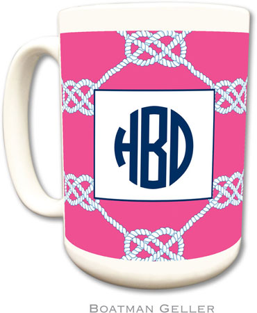 Boatman Geller - Personalized Coffee Mugs (Nautical Knot Raspberry)