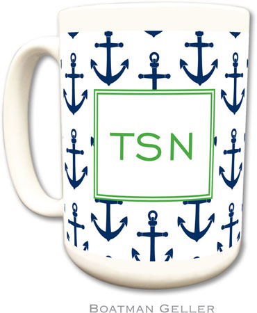 Boatman Geller - Personalized Coffee Mugs (Anchors Navy)