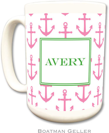 Boatman Geller - Personalized Coffee Mugs (Anchors Pink)