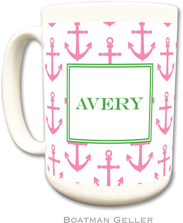 Boatman Geller - Personalized Coffee Mugs (Anchors Pink) Boatman Geller - Personalized Coffee Mugs (Anchors Pink)