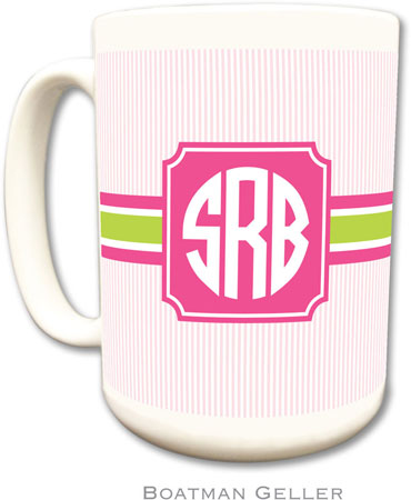 Boatman Geller - Personalized Coffee Mugs (Seersucker Band Pink & Green)