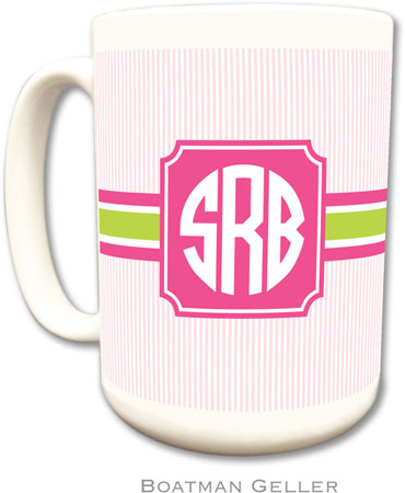 Boatman Geller - Personalized Coffee Mugs (Seersucker Band Pink & Green) Boatman Geller - Personalized Coffee Mugs (Seersucker Band Pink & Green)