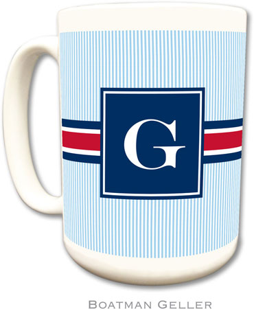 Boatman Geller - Personalized Coffee Mugs (Seersucker Band Red & Navy) Boatman Geller - Personalized Coffee Mugs (Seersucker Band Red & Navy)