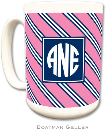Boatman Geller - Personalized Coffee Mugs (Repp Tie Pink & Navy Preset)