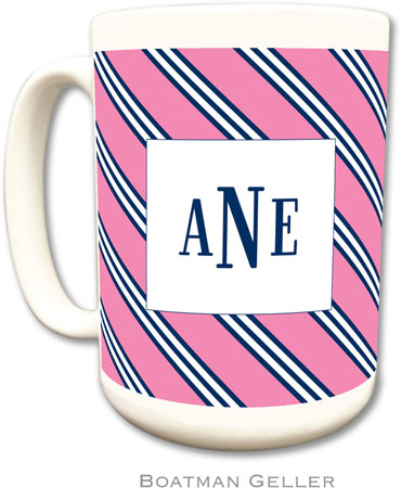 Boatman Geller - Personalized Coffee Mugs (Repp Tie Pink & Navy)
