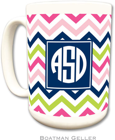 Boatman Geller - Personalized Coffee Mugs (Chevron Pink Navy & Lime Preset) Boatman Geller - Personalized Coffee Mugs (Chevron Pink Navy & Lime Preset)