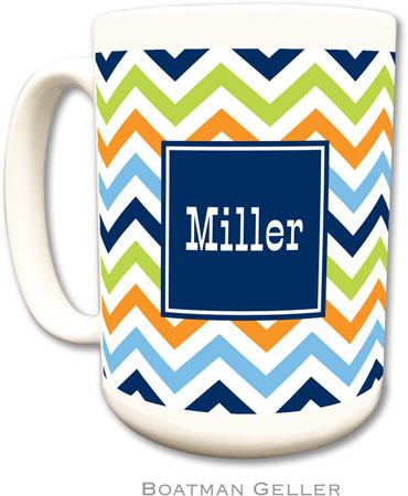 Boatman Geller - Personalized Coffee Mugs (Chevron Blue Orange & Lime Preset) Boatman Geller - Personalized Coffee Mugs (Chevron Blue Orange & Lime Preset)