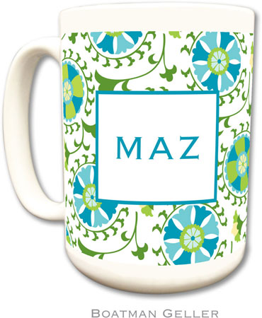 Boatman Geller - Personalized Coffee Mugs (Suzani Teal) Boatman Geller - Personalized Coffee Mugs (Suzani Teal)