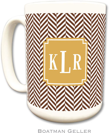 Boatman Geller - Personalized Coffee Mugs (Herringbone Chocolate Preset)