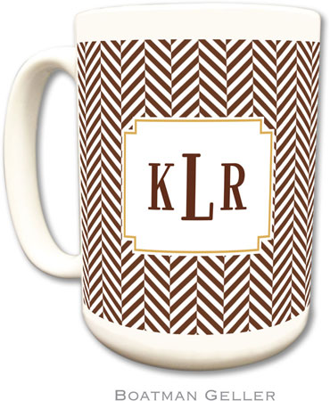 Boatman Geller - Personalized Coffee Mugs (Herringbone Chocolate)