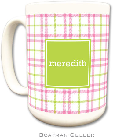 Boatman Geller - Personalized Coffee Mugs (Miller Check Pink & Green Preset)