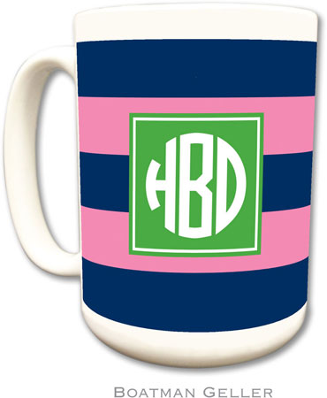 Boatman Geller - Personalized Coffee Mugs (Rugby Navy & Pink Preset)
