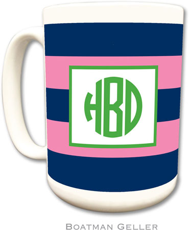 Boatman Geller - Personalized Coffee Mugs (Rugby Navy & Pink)