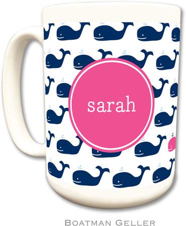 Boatman Geller - Personalized Coffee Mugs (Whale Repeat Navy Preset)