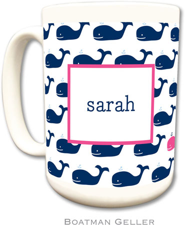 Boatman Geller - Personalized Coffee Mugs (Whale Repeat Navy)
