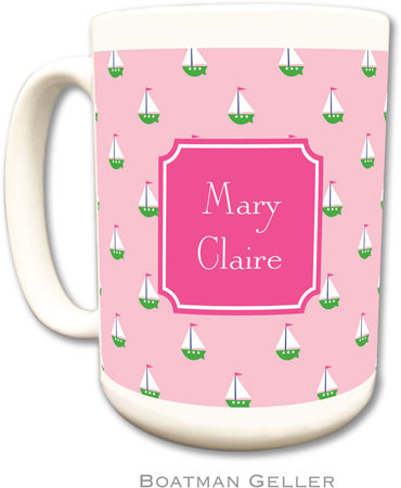 Boatman Geller - Personalized Coffee Mugs (Little Sailboat Pink Preset)