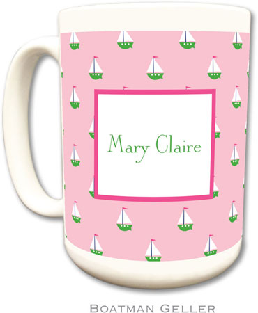 Boatman Geller - Personalized Coffee Mugs (Little Sailboat Pink)