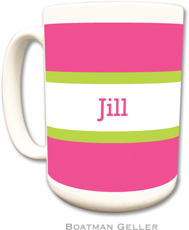 Boatman Geller - Personalized Coffee Mugs (Stripe Raspberry & Lime)