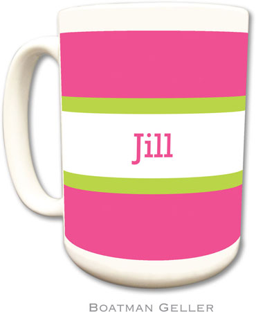 Boatman Geller - Personalized Coffee Mugs (Stripe Raspberry & Lime) Boatman Geller - Personalized Coffee Mugs (Stripe Raspberry & Lime)