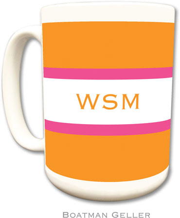 Boatman Geller - Personalized Coffee Mugs (Stripe Tangerine & Raspberry)