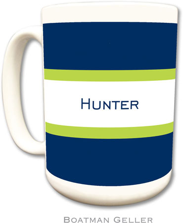 Boatman Geller - Personalized Coffee Mugs (Stripe Navy & Lime) Boatman Geller - Personalized Coffee Mugs (Stripe Navy & Lime)