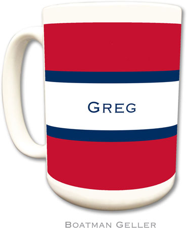 Boatman Geller - Personalized Coffee Mugs (Stripe Red & Navy)
